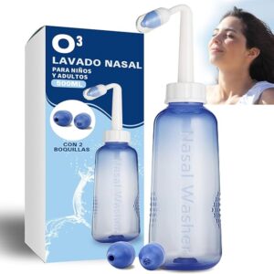 O³ Lavado Nasal 500 ml Con 2 Boquillas Para Bebes Y Adultos Para Irrigación Nasal - Limpiador Nasal | Alivia Alergia - Resfriado - Rinitis | Irrigador Nasal Tratamiento Que Mejora Ronquidos Y El Sueño